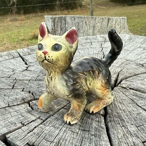 Vintage Striped Tabby Cat Ceramic Figurine